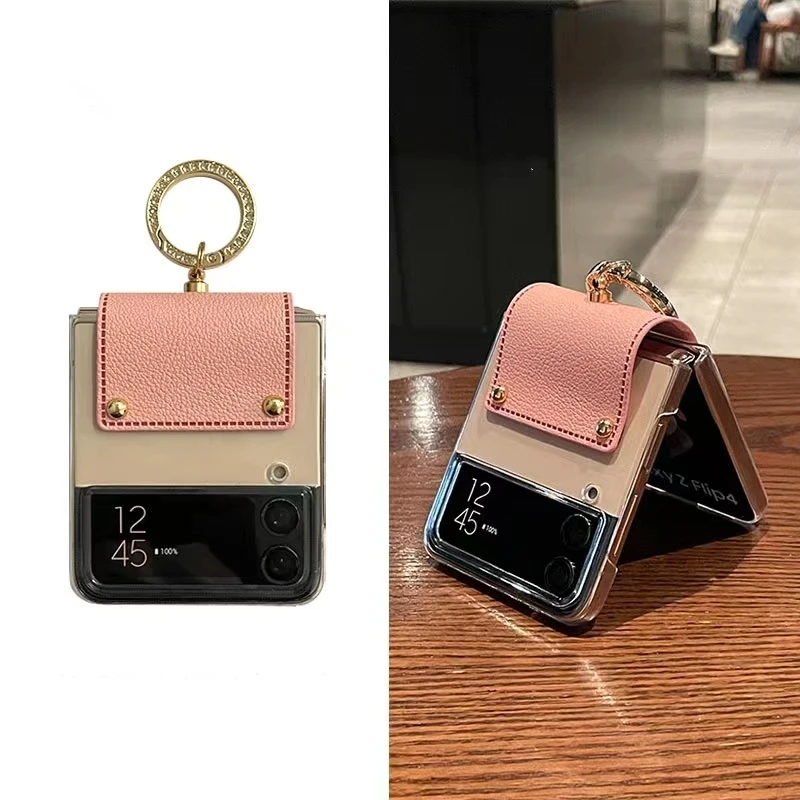 Luxury-Korean-Solid-Leather-Protection-Glitter-Ring-Clear-Case-For-Samsung-Galaxy-Z-flip4-Z-Flip.webp