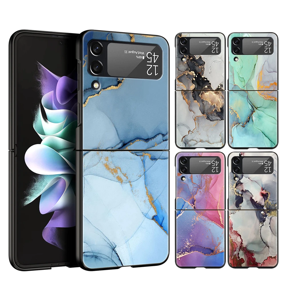 Marble-Art-painting-Luxury-Phone-Case-For-Samsung-Galaxy-Z-Flip-3-4-5-Fold-Black.webp