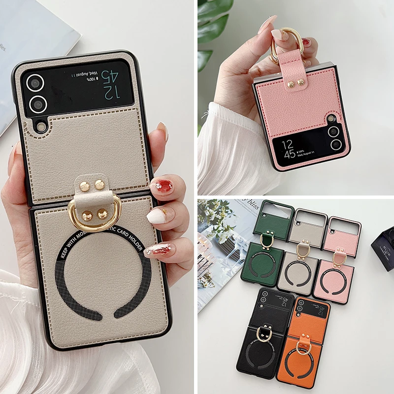 Ring-Holder-PU-Leather-for-Magsafe-Magnetic-Wireless-Charge-Case-For-Samsung-Galaxy-Z-Flip-5.webp
