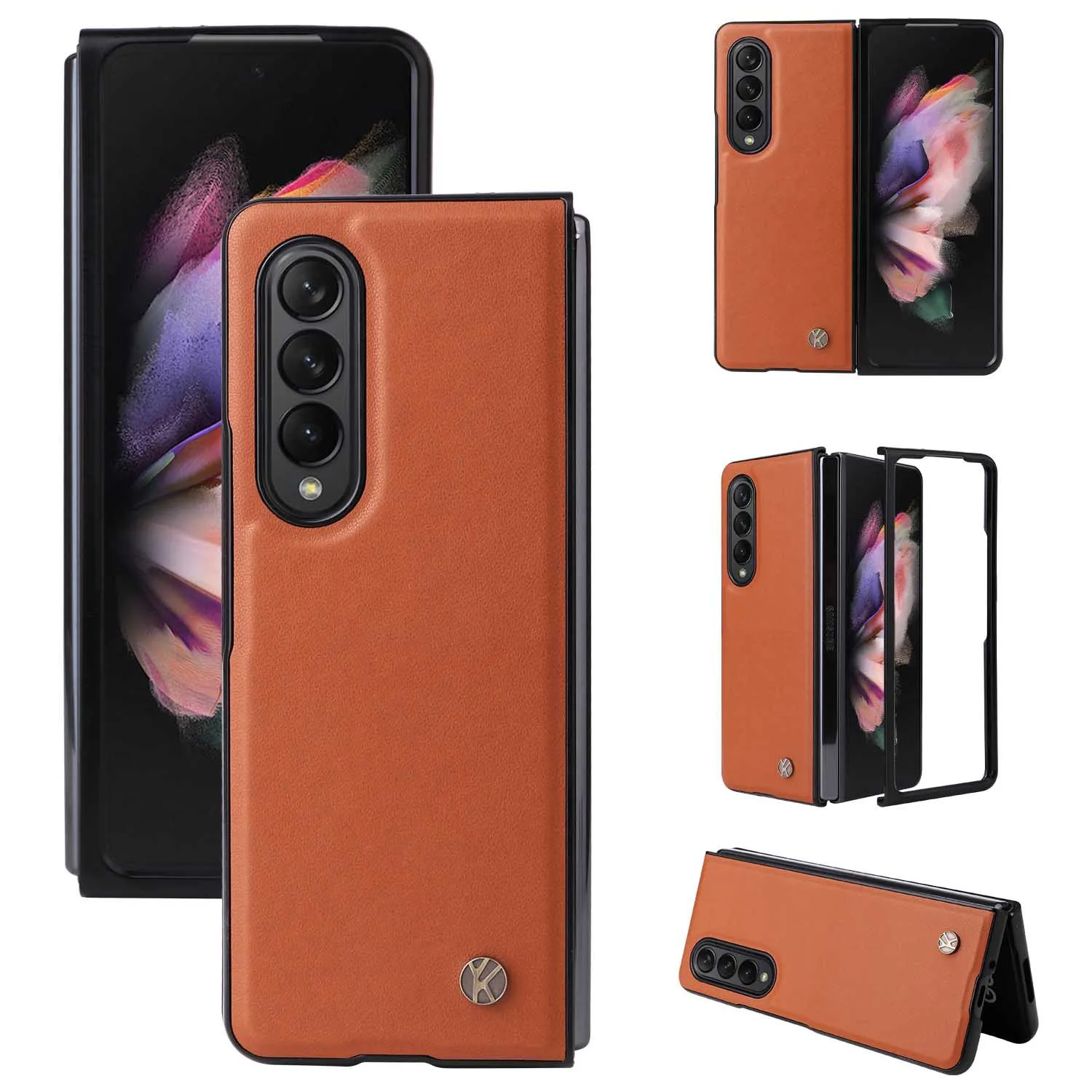PU Leather Cover Ultra Slim Hard PC Shockproof Business Style Phone Case For Galaxy Z Fold3 Fold4