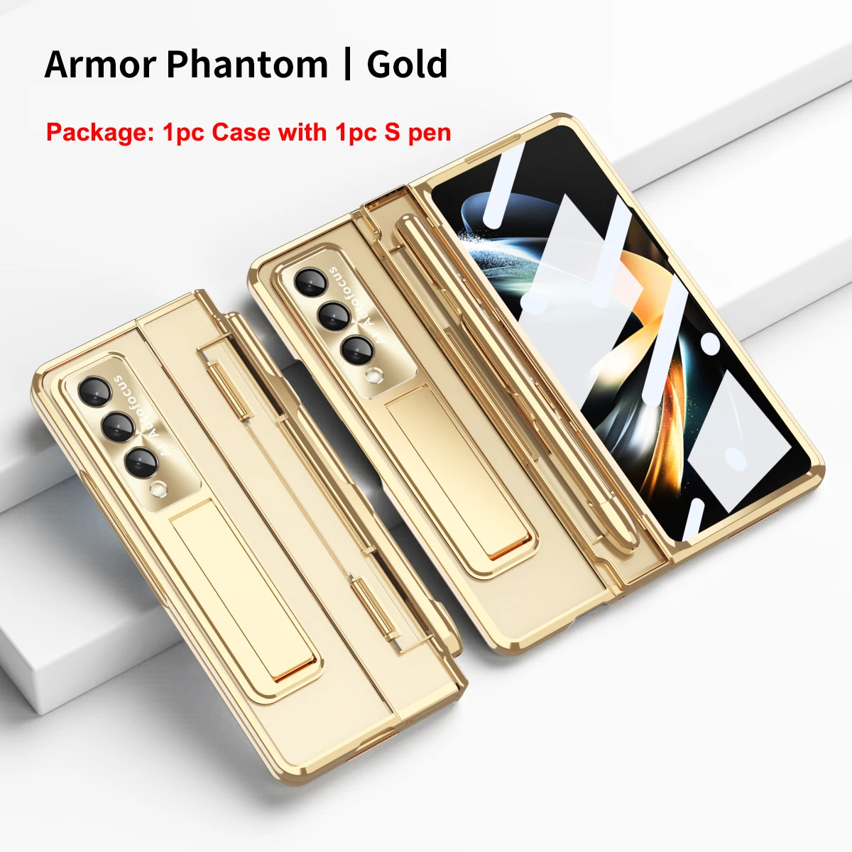 for Samsung Galaxy Z Fold 4 3 5G Case with S Pen Spen Plating Clear Hard Shockproof Flip Hingle Cover Stand Holder Shell Fundas 1