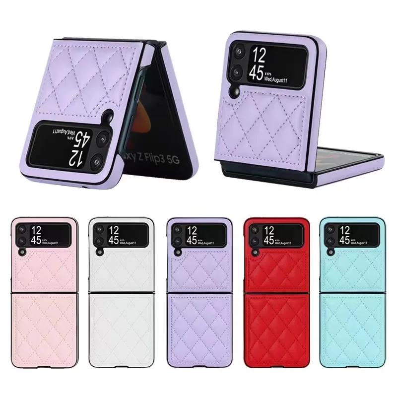 Soft Solid Color Leather Flip Phone Cover For Samsung Galaxy Z Flip 5 4 Z Flip 3 Full Protection Shockproof Folding Phone Case 1
