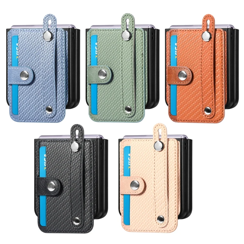 Creative Wallet Card Flip Phone Cover For Samsung Galaxy Z Flip 5 4 3 2 Full Protection Anti-Drop Wrist Strap Folding Phone Case 1