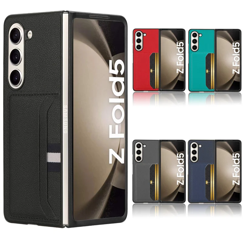 For Samsung Galaxy Z Fold 5 Multiple card slots Litchi Skin PU Leather and PC Book Cover For Samsung Z Fold5 Fold4 3 Phone Case 1