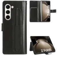 Pure Leather Pen Slot Case For Samsung Galaxy Z Fold 5 4 3 5G Phone Cover Full Protection With S Pen Holder Case Z Fold5 No Pen 1