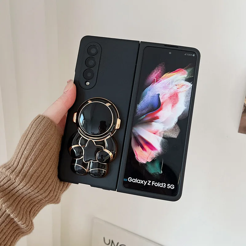 Z Fold4 Case Cute Cartoon Electroplated Folding Stand Phone Case For Samsung Galaxy Z Fold 5 Case Z Fold2 Z Fold 3 2 1 4 Cover 1