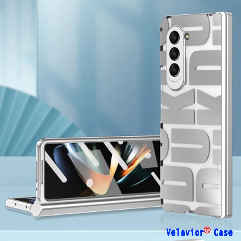 For Samsung Galaxy Z Fold 5 Case Ansparent Hinge Protection Hard Shockproof Cover for Galaxy Z Fold 5 4 3 5G Plating Phone Case 1