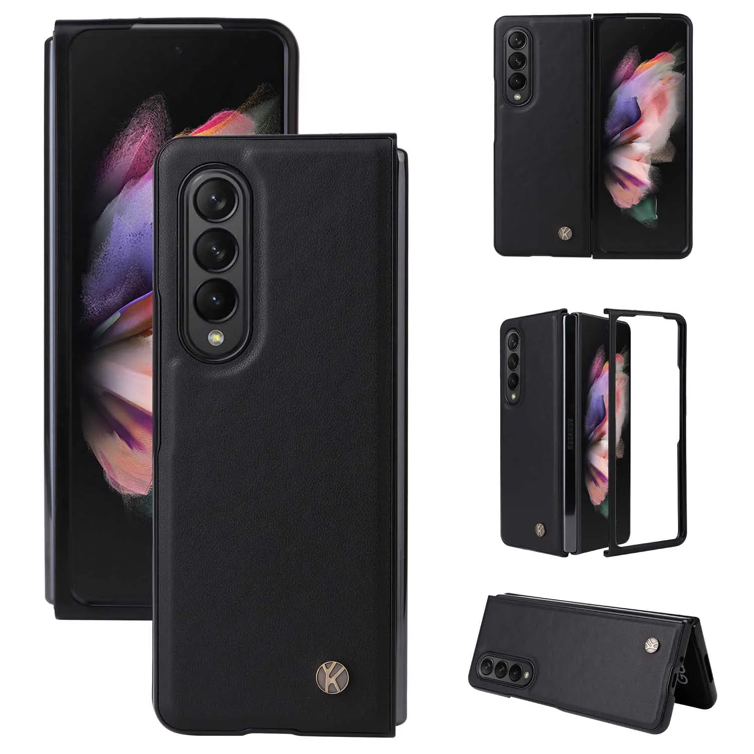 For Samsung Galaxy Z Fold 4 3 Fold4 Fold3 5G PU Leather Cover Ultra Slim Hard PC Shockproof Business Style Phone Case 1