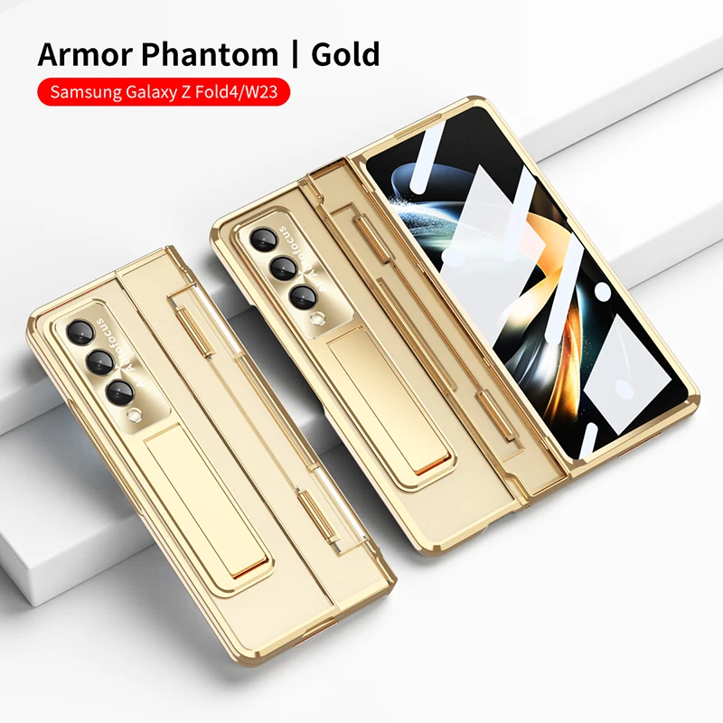For Samsung Galaxy Z Fold 4 Z Fold 3 Folding Hinge Phantom Transparent Bracket 360° All inclusive Hard Mobile Phone Case Cover 1