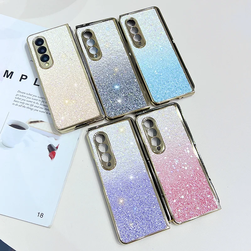 Case For Samsung Galaxy Z Fold4 Case Electroplated Gradient Glash Powder Mobile Phone Cover For Samsung Z Fold4 zfold4 Cover 1