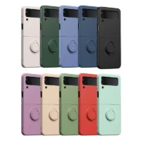 Liquid Silicone Phone Case For Samsung Galaxy Z Flip 4 Flip3 Flip4 Flip3 5G Ring Holder Stand Kickstand Shockproof Folding Cover 1
