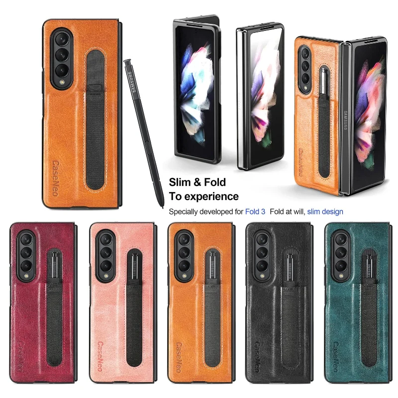 Flip Phone Case For Samsung Galaxy Z Fold 5 4 3 Fold Phone Cover Shockproof Anti-Drop Phone Cover With Pen Holder(Exclude Pen) 1