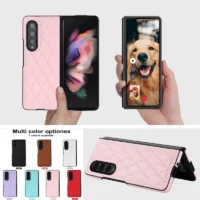 Soft Solid Color Leather Folding Phone Cover For Samsung Galaxy Z Fold 5 4 3 Full Protection Shockproof Flip Phone Case Gifts 1