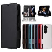 New Style For Samsung Galaxy Z Fold 5 4 3 2 Luxury Flip PU Leather Wallet Lanyard Stand Case Galaxy Z Fold5 Fold4 Fold3 Fold2 Ph 1
