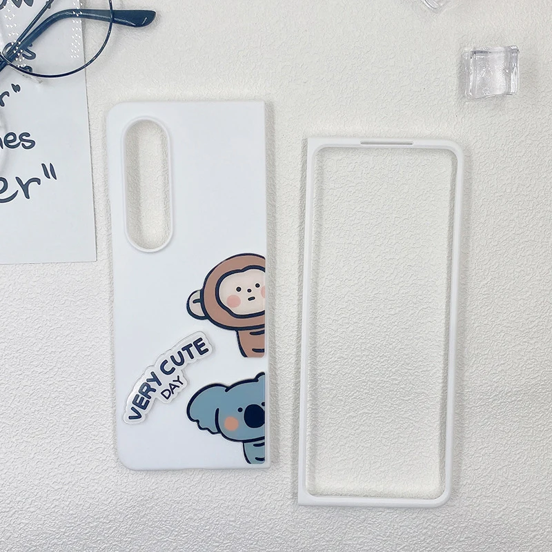 Funda Case for Samsung Galaxy Z Fold4 Z Fold3 Little Monkey Koala Letter Shockproof Protetcion Mobile Phone Case Cover Z Fold4 1