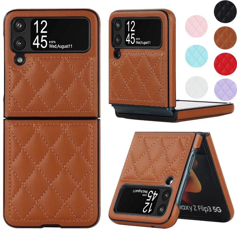 Soft Leather Flip Case Phone Cover For Samsung Galaxy Z Flip 5 4 3 Protection Solid Color Folding Phone Case Christmas Gift 1
