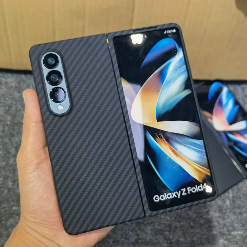 Case for Samsung Galaxy Z Fold 4 Fold4 W23 Real Carbon Fiber Aramid Anti-explosion Cell Mobile Phone Protective Cover Protection 1