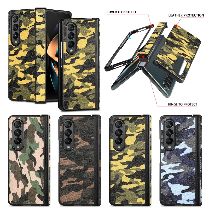 Printing camouflage Phone Case For Samsung Galaxy Z Fold 4 3 360° Full Protection Shockproof Holder Flip Fold Back Cover 1